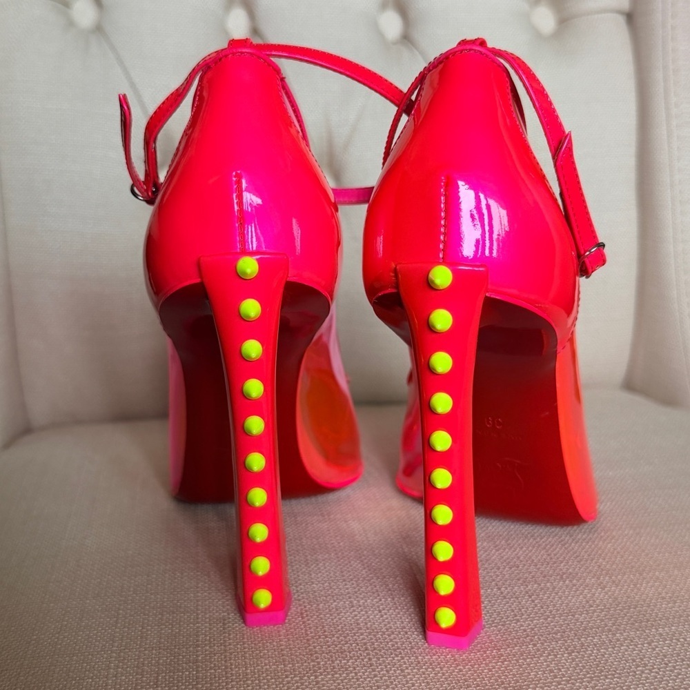 Christian Louboutin Debout Condorapik 100 Hot Pink Vinyl Patent Leather Pump 39 - Picture 10 of 12